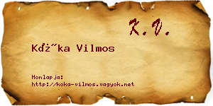 Kóka Vilmos névjegykártya